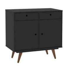 Buffet Retrô 2 PT 2 GV Preto - Olivar Móveis
