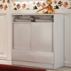 Cômoda de Bebê 2 Portas de Correr 1 Gaveta Móveis Percasa Branco