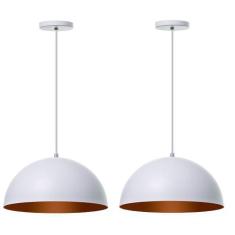 Lustre Pendente Meia Lua Branco 30Cm - Kit 2 Unidades - Ideallume