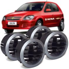 Kit 4 Difusor De Ar Central Lateral Prata Auto Quality Celta 2011 A 2016