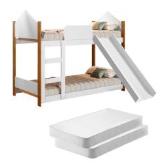 Beliche Infantil Casinha Branco C/ Escorregador E Colchões