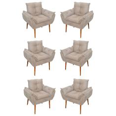 Kit 06 Sofás 1 Lugar De Luxo Opala Sala, Quarto Suede Cor:bege