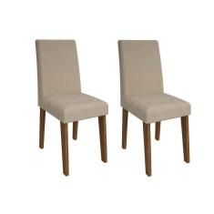 Cadeira Sala De Jantar Milena Kit 2 Un Savana/suede Bege - Cimol