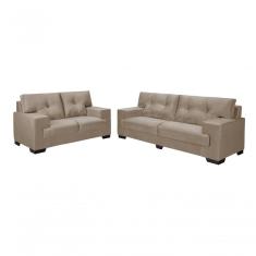 Sofá Julia Conjunto 2 E 3 Lugares Império Estofados Veludo Areia 162