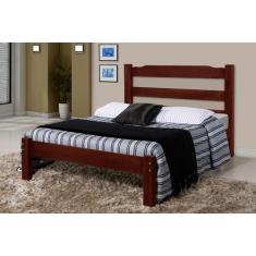 Cama de Casal Veneza de Madeira Maciça Tauari - Cor Mogno - SANTA ROSA