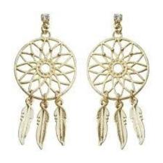 Brincos Filtro Dos Sonhos Folheado A Ouro 18K.