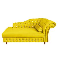 Divã Chesterfield Juliette 160 Cm Pés Chanfrado Amarelo