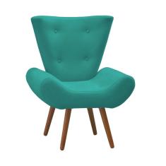 Poltrona Decorativa Bella Pés Madeira Suede Turquesa