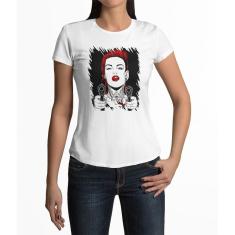 Camiseta ECF Feminina Mulher Armada Manga Curta Branca Poliester