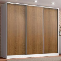 Guarda Roupa Infantil 100% MDF Madesa Logan 3 Portas de Correr - Branco/Rustic