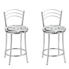 KIT 2 Banquetas Cromadas Bc26-c - E523 Cromado/Branco
