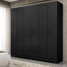 Guarda Roupa 6 Portas com pés Paris Espresso Móveis Preto