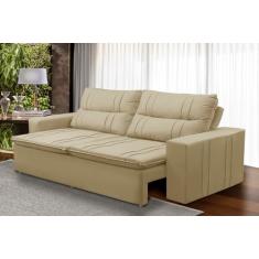 Sofá Retrátil e Reclinável 3 lugares com Molas 2,00m Ester Suede Bege Adonai Estofados