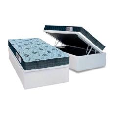 Cama Box Baú Solteiro: Colchão Ortopédico Orthoflex D45 / EP Cecina + Base CRC Courano White(88x188)