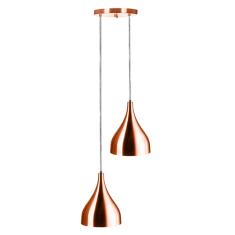 Lustre Pendente Aluminio Gota Duplo 21cm New Cobre