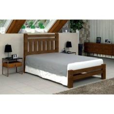 Cama Queen Size Bari De Madeira Maciça Angelim Pedra/Tauari - Imbuia -