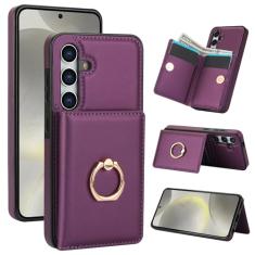 Capa carteira para Samsung Galaxy A15 com suporte para cartão, capa de couro com bloqueio RFID, suporte de anel giratório de 360° com fecho magnético à prova de choque para Samsung A15 5G 6,5