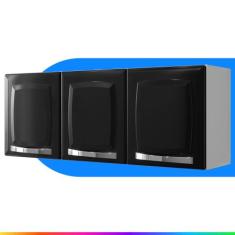 Armário de Cozinha Aéreo Itatiaia Aço 3 Portas Rose Preto, Preto