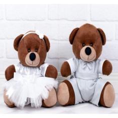 KIT PELUCIA CASAL 18cm PAJEM CINZA DAMINHA BRANCA PADRÃO - 2 PÇS. - CK