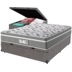 Cama Box Baú e Colchão Evolution Molas Ensacadas Casal Probel, Cinza