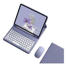 Capa Para Tablet Com Teclado Redondo e Mouse Para iPad 7ª, 8ª e 9ª Gerações