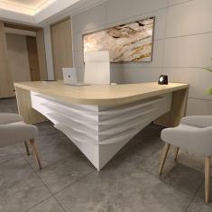 Mesa Francela Diretor 2,00 X 1,80 Lado Direito Carvalho-bco