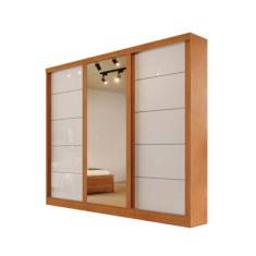 Guarda-roupa Solteiro Espelho 4 Gavetas 2,21m - Capri-nature-off - Bianchi Móveis