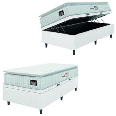 Cama Box Baú Solteiro Colchão Espuma D33 Pillow Top Van Gogh 88x188x65cm Branco Hellen – Suporta Até 120 Kg Por Pessoa