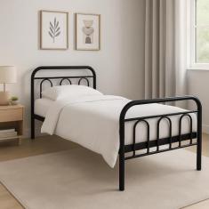 Cama Solteiro de Ferro Preta Marcheli 023