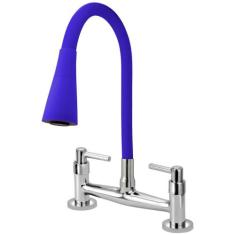 Torneira Misturador Gourmet Flexível Cone Azul Mesa - Furkin, Volante 