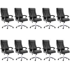 Kit 10 Cadeiras Big Mola Ensacada Escritório Pres Giratória em Couro com Nr17 Espresso Móveis Preto