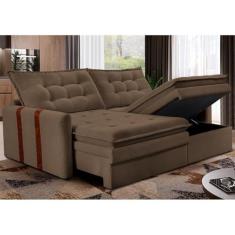 Sofá Baú Sem Caixa Retrátil 1,60m Softgel Petit Boucle Marrom Cama Inbox
