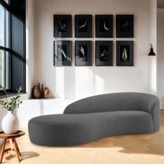 Divã Recamier Orgânico França 200cm Lado Esquerdo Linho - Doce Sonho M