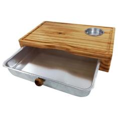 Tábua Inteligente De Carne Para Churrasco Madeira C/ Gaveta LATERAL - 