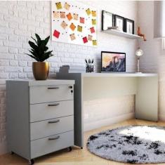 Escrivaninha Mesa Escritório 120cmx42cm 120cm Cinza Cristal - Bramov M