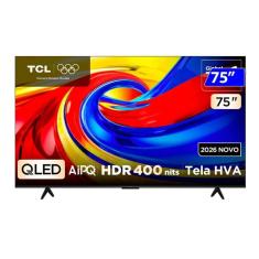 Smart TV TCL 75P7L 75" 4K Ultra HD QLED Preto Google TV Wi-Fi Bluetooth Comando de Voz 110V