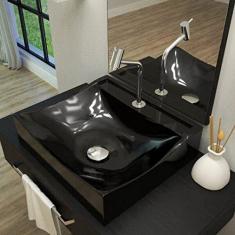 Kit Cuba Q440 com Torneira Pratika 1060 Metal e Válvula Click 1 Pol. Sifão Cromado e Flexível Compace Preto