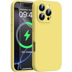Goodon Capa magnética para iPhone 16 Pro Max com protetor de tela - Compatível com carregamento sem fio - Proteção total da câmera - Capa protetora de silicone à prova de choque para homens, mulheres