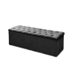 Recamier Calçadeira Casal 140cm Sofia Veludo Preto  - Montanaris Decor