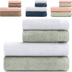 Jogo De Toalhas 4 Peças - Banhão Gigante + Rosto 100% Algodão Fios Penteados Max Imperial Karsten - Emcompre