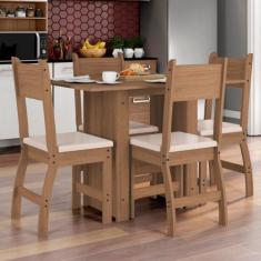 Conjunto Mesa de Jantar 4 Lugares Milano - Poliman Móveis, Carvalho co