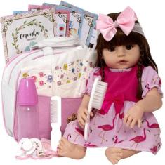 Boneca Reborn de Silicone Menina Completa 20 Itens - Cegonha Reborn Do