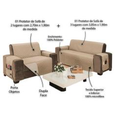 Protetor Impermeável para Sofá 2 e 3 Lugares - MR, Kaqui/Palha