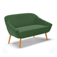 Namoradeira 02 Lugares Giovana Suede Pés Palito Castanho - D`rossi Verde