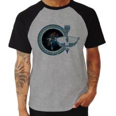 Camiseta Raglan Signo Sagitário Astrologia - Foca na Moda, Cinza, Pret
