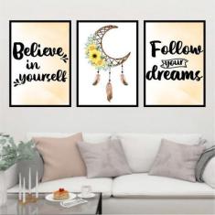 Kit 3 Quadros Decorativos Apanhador de Sonhos 45x34cm - Quadros On-lin