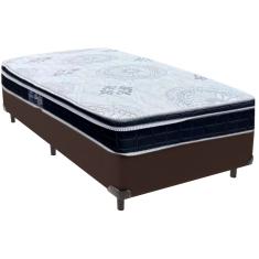 Cama Box Marrom e Colchão Orthosono D33 Com Euro Pillow Solteiro Anjos