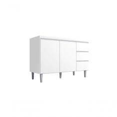 Balcão Gabinete Para Pia Andreia Sem Tampo 120cm 2 Portas 3 Gavetas Branco