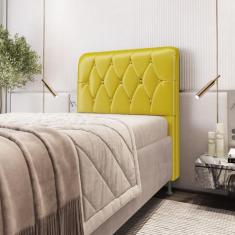 Cabeceira Estofada Sirius 90 Para Cama de Solteiro Sued Amarelo Aradec