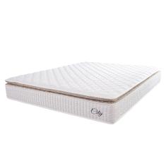 Colchão Casal Molas Ensacadas City Pillow Top 138x188x23cm Branco-bege Hellen Branco-bg